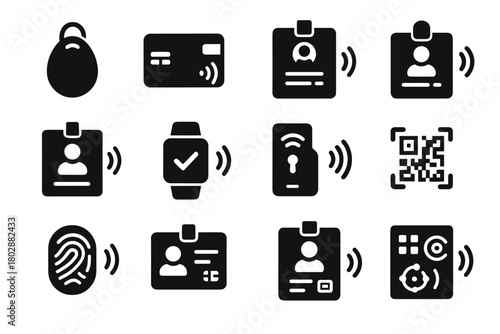 Code card badge icon visitor smart icons vector employee connected interactive