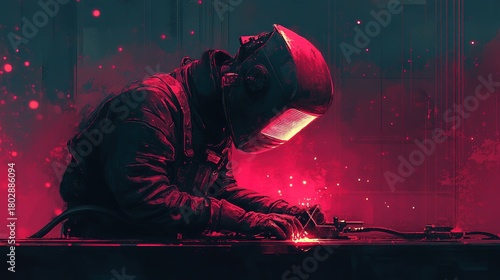 Wallpaper Mural A person wearing a welding helmet is working with sparks flying isolated on transparent background in PNG format Torontodigital.ca