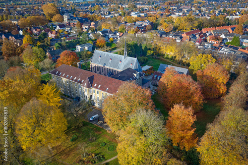 Scenic autumn view of the Dominican monastery in Huissen in Gelderland
