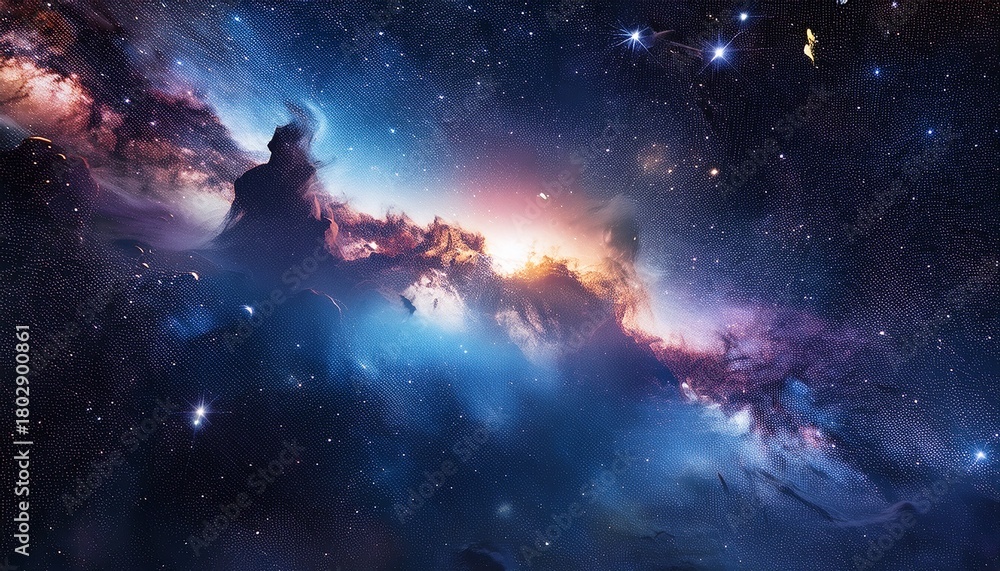 Obraz premium Outer Space Background Dark Cosmic Void With Stars Interstellar Medium Dust Clouds And Gas Astronomy Wallpaper