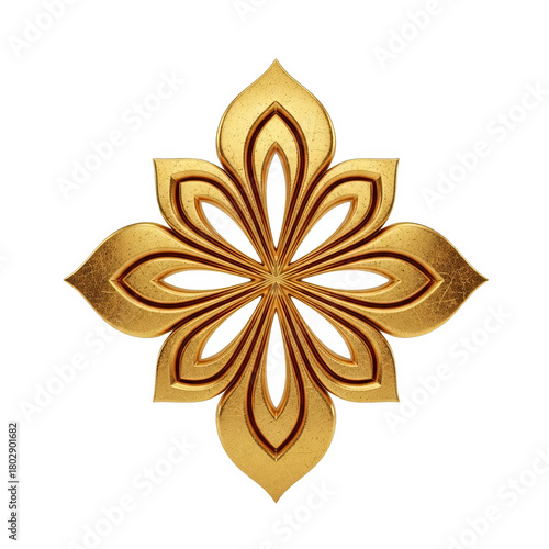 African Gold Floral Emblem AI-generated PNG Transparent Background