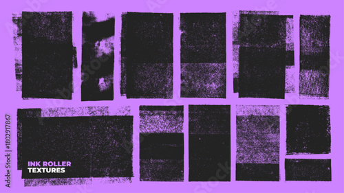 Grunge and scratchy linocut stamp texture. Distressed xerox or ink roller effect.