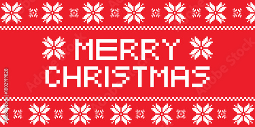 merry christmas template greeting card with pixel design