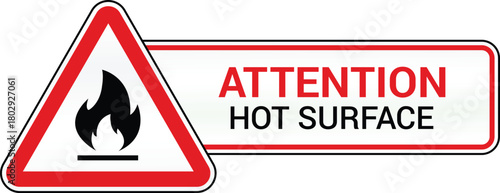 Heat material caution warning sign, flammable hazard icon for industrial safety use