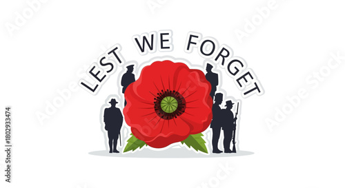 Photos Remembering The Fallen Lest We Forget Poppy With Silhouetted Soldiers