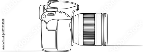 Single line drawing of a DSLR camera
