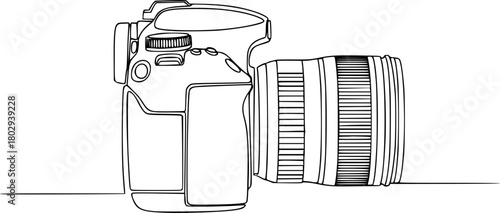 Single line drawing of a DSLR camera

