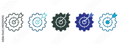Goal Setting Icon Set Multiple Style Of