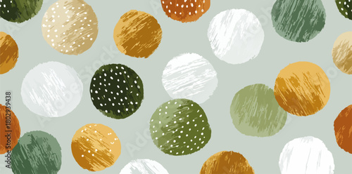 Abstrakcyjny wzór kółek w pastelowych kolorach ziemi, idealny do projektów graficznych i dekoracji.