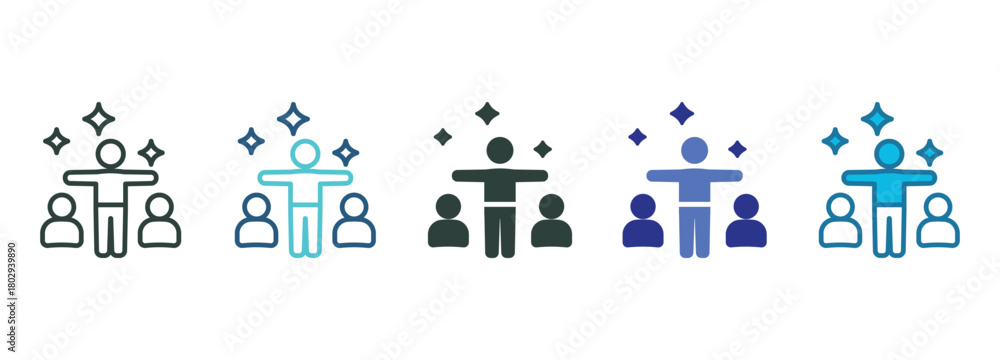Fototapeta premium Leadership Icon Set Multiple Style Of
