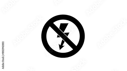 Vector illustration of no lightning bolt symbol, isolated on transparent background 