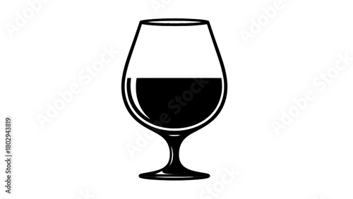 Vector illustration of glass of dark liquid isolated on transparent background 