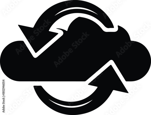 Illustration cloud computing data synchronization backup refresh silhouette vector