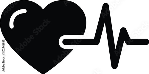 Illustration Heartbeat medical symbol of heart health lifeline silhouette vector