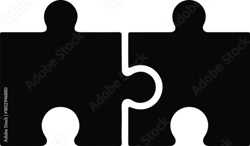 Illustration Interlocking jigsaw puzzle pieces symbol of connection silhouette vector