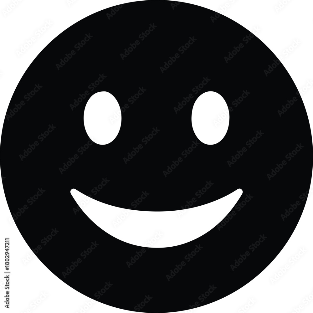 Fototapeta premium Illustration of a classic smiling face simple black silhouette vector
