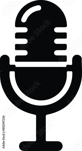 Illustration of a classic microphone sound recording equipment silhouette vector
