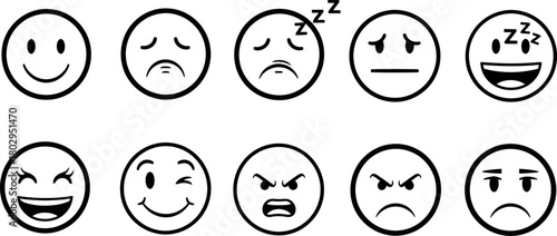 Emoji collection of expressions Vector