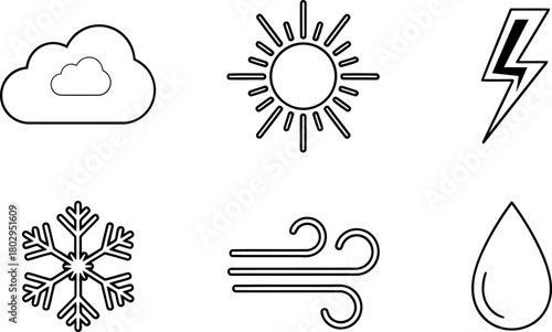 Weather outline icon set Vector