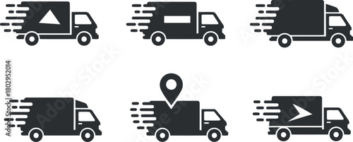 Delivery truck fast shipping icons Vector
