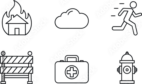Icon set for safety and emergency situations Vector
