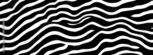 현대적인 디자인에 적합한 흑백의 물결치는 줄무늬 패턴으로, 다양한 프로젝트에 활용 가능한 추상적인 벡터 배경입니다.