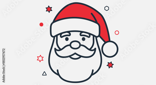 Festive Santa Claus Head Icon - A Cheerful Christmas Celebration Symbol