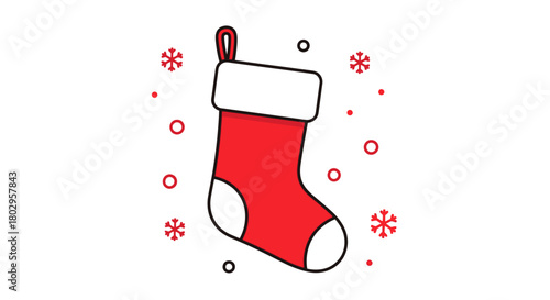 Festive Red Christmas Stocking with Snowflakes for Holiday Cheer and Gift Giving