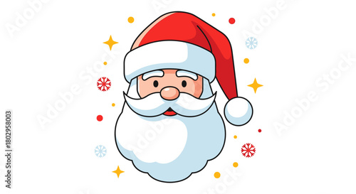 Festive Santa Claus Illustration with Sparkles and Snowflakes, A Cheerful Christmas Greeting