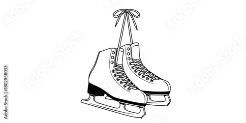 Ice Skates Hanging Simple Flat Vector Icon Winter Sport