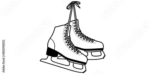 Ice Skates Hanging Simple Flat Vector Icon Winter Sport