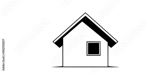 Minimalist Cabin House Unadorned Simple Flat Vector Scene