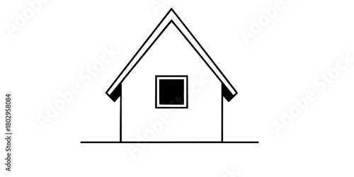 Minimalist Cabin House Unadorned Simple Flat Vector Scene