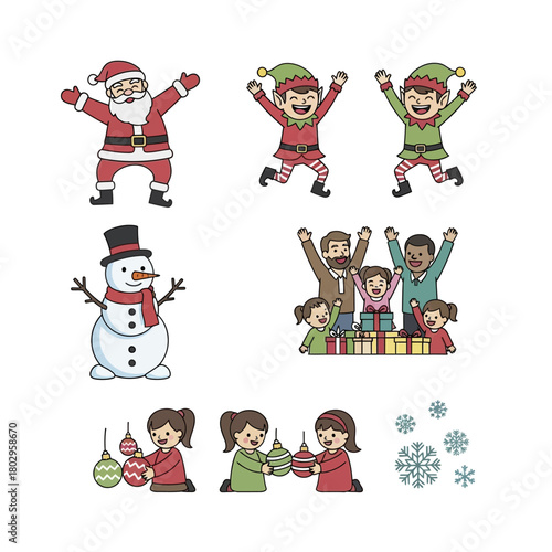 Wallpaper Mural Christmas characters and people celebrating the festive season. Torontodigital.ca