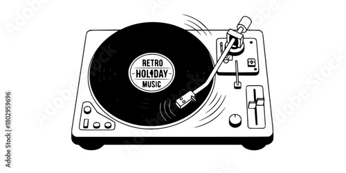 Vintage Record Player Vinyl Simple Flat Vector Icon