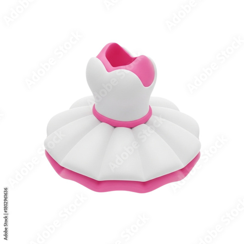 Elegant 3D Render of a Ballet Tutu Dress, Pink and White