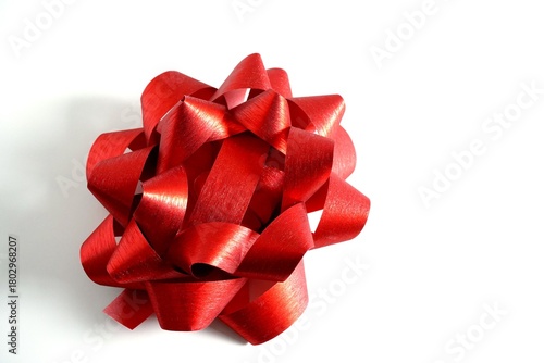 Red Gift Bow on White Background