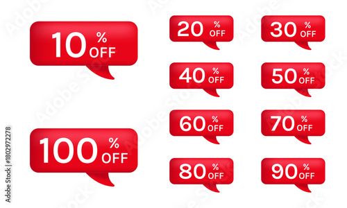 3d icon design label speech bubble shape red vector