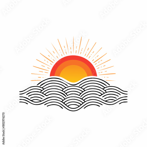 青海波に昇る朝日
