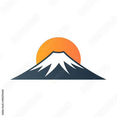 富士山と朝日のイラスト
