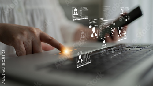 Obraz na płótnie ID security ensures personal data protection with secure login systems, digital identity safeguards, and privacy best practices to prevent identity theft online