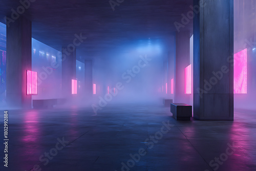 cyberpunk cityscape, cyberpunk market with neon haze, digital signage, and reflections at street level