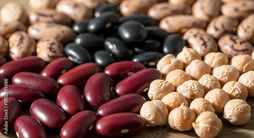 Assorted Dried Beans Variety Displayed Together for Food Preparation and Nutrition