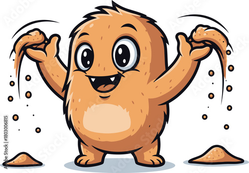 playful critter happily sprinkles magic dust, crafting tiny joyful mounds