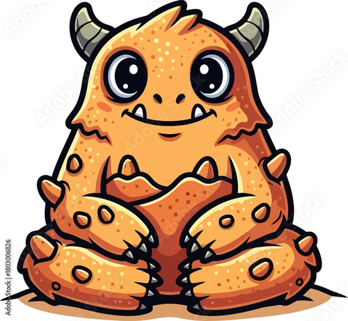 cozy horned friend patiently awaits, radiating cheerful, gentle warmth