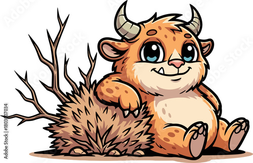 sweet spotted fantasy beast contentedly settles into its natural habitat