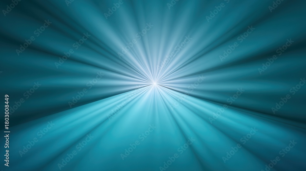 Fototapeta premium Abstract burst of light in teal tones creating dynamic rays and depth, evoking feelings of calmness, freshness, and inspiration in visual design