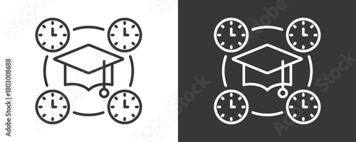 Full Time Icon Set Vector Collection Isolated In Black And White