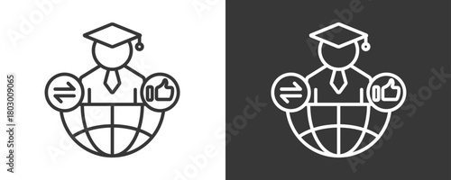 Student Icon Set Vector Collection Isolated In Black And White