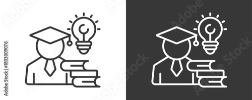 Professor Icon Set Vector Collection Isolated In Black And White